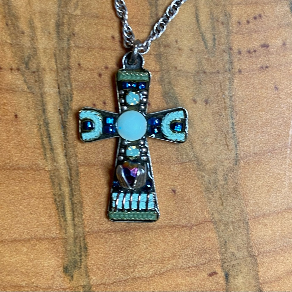 Ayala Bar Silver and Blue Cross Necklace